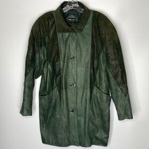 Vintage Pelle NY Milano Green Leather Snake Print Jacket Medium